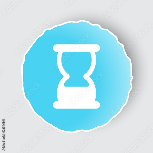 Blue app button with Hourglass icon on white.