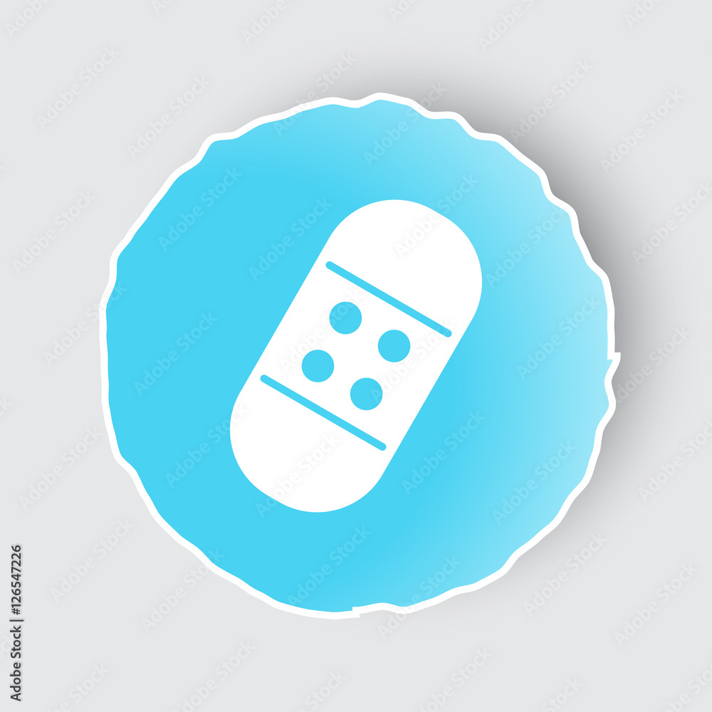 Blue app button with Adhesive Bandage icon on white. Blue app button with Adhesive Bandage icon on white.