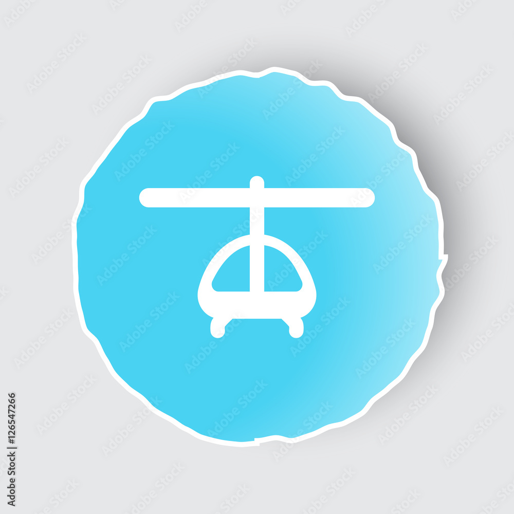 Blue app button with Helicopter icon on white. Blue app button with Helicopter icon on white.