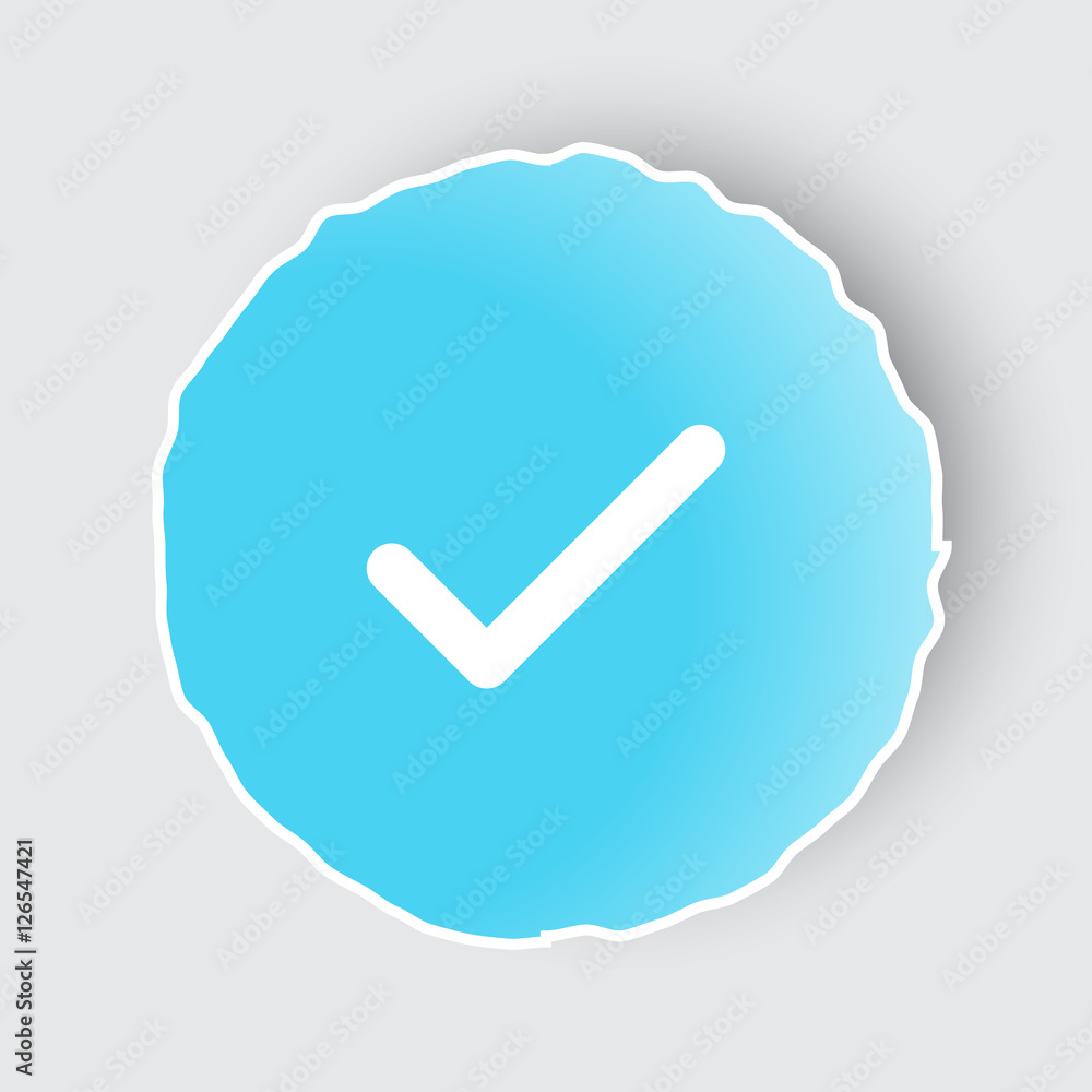 Blue app button with Confirm icon on white. Blue app button with Confirm icon on white.