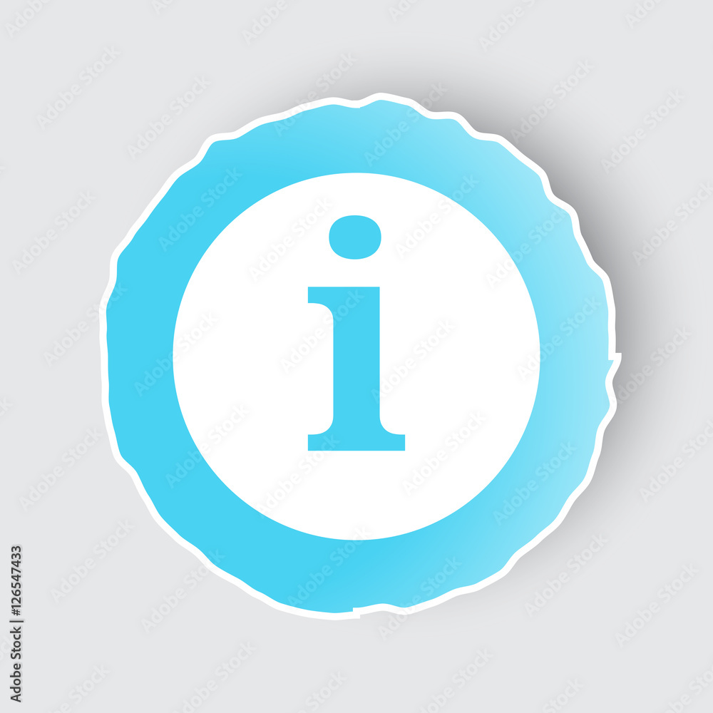 Blue app button with Information icon on white. Blue app button with Information icon on white.