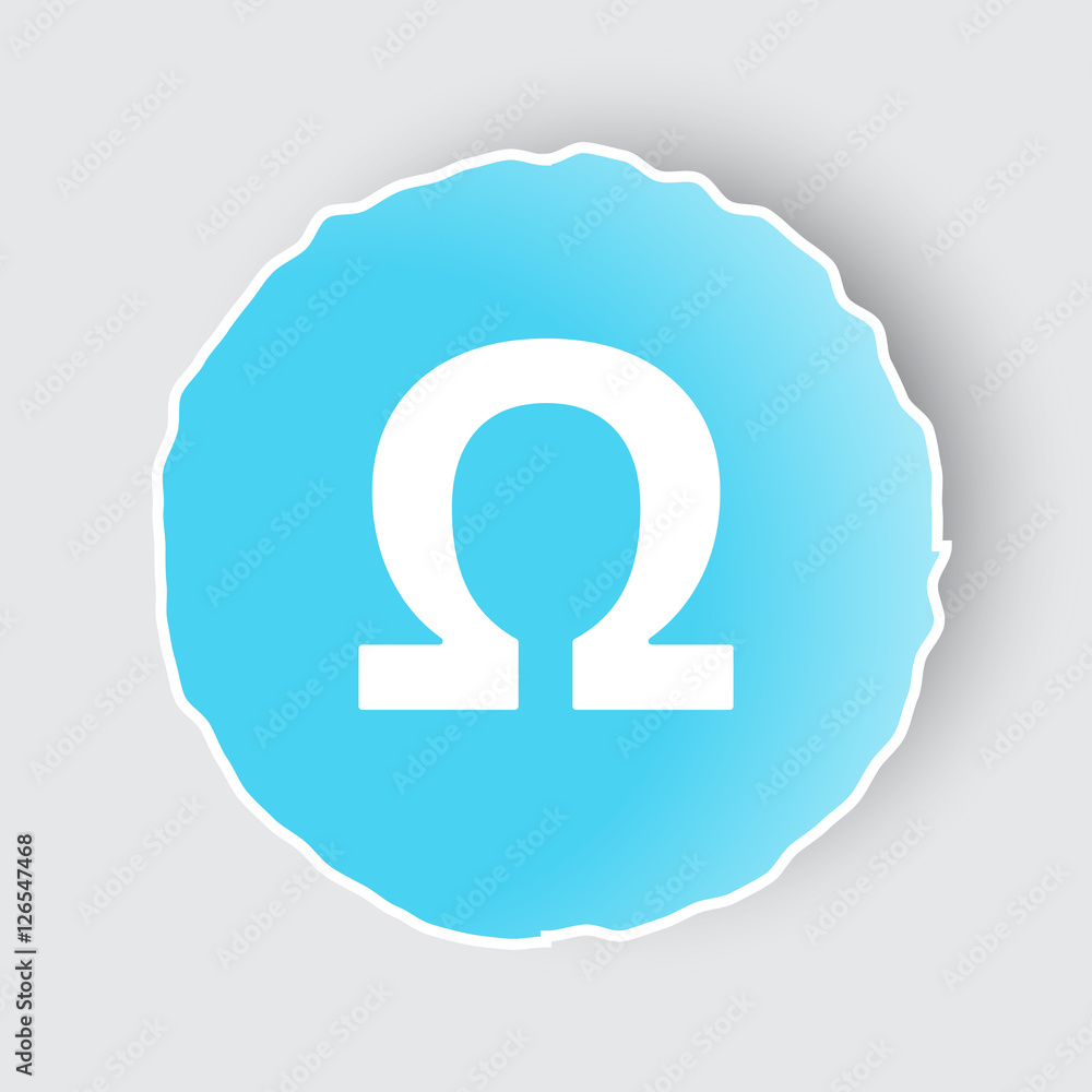 Blue app button with Omega icon on white. Blue app button with Omega icon on white.