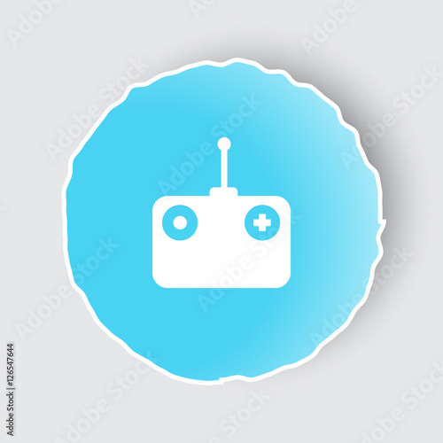 Blue app button with Radio Control icon on white.