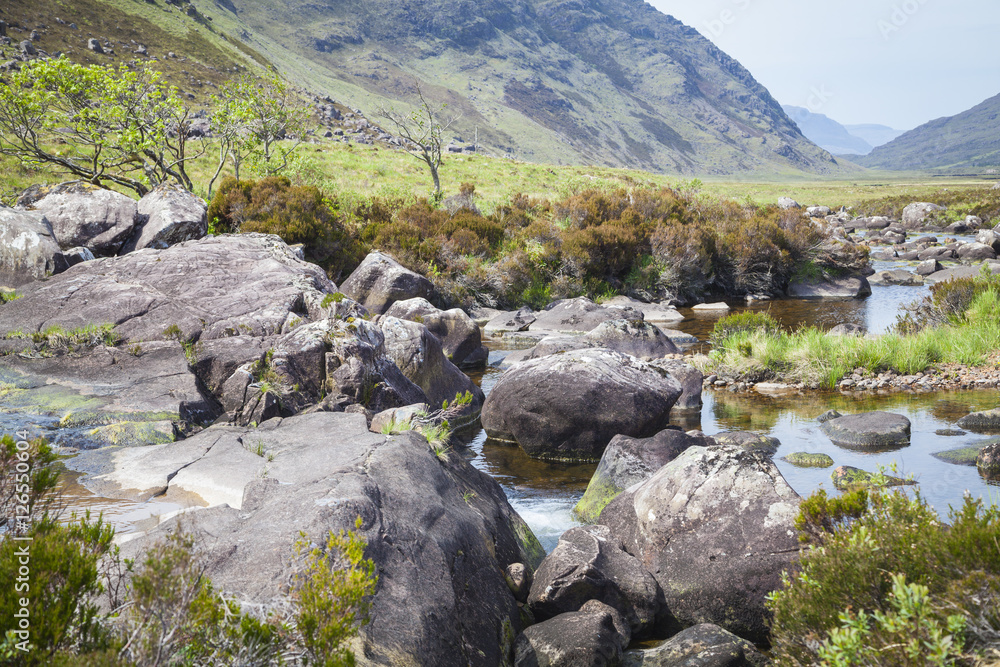 Flusslandschaft nahe Loch Torridon, Wester Ross, Schottland