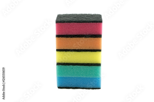 colored kitchen sponges isolated on white background
