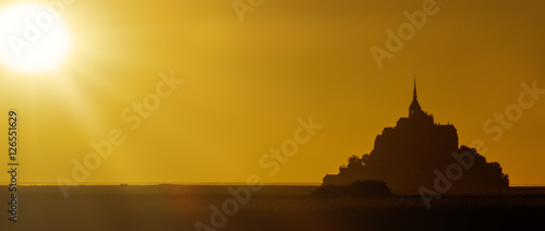 View of Mont Saint-Michel during sunset