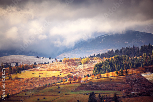 November foggy morning in the hills photo