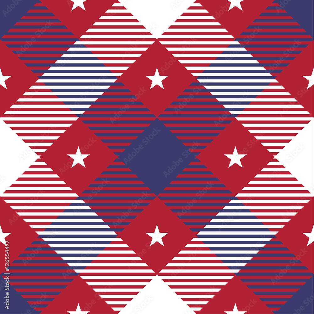 Fototapeta premium Patriotic Tartan Seamless Patterns.