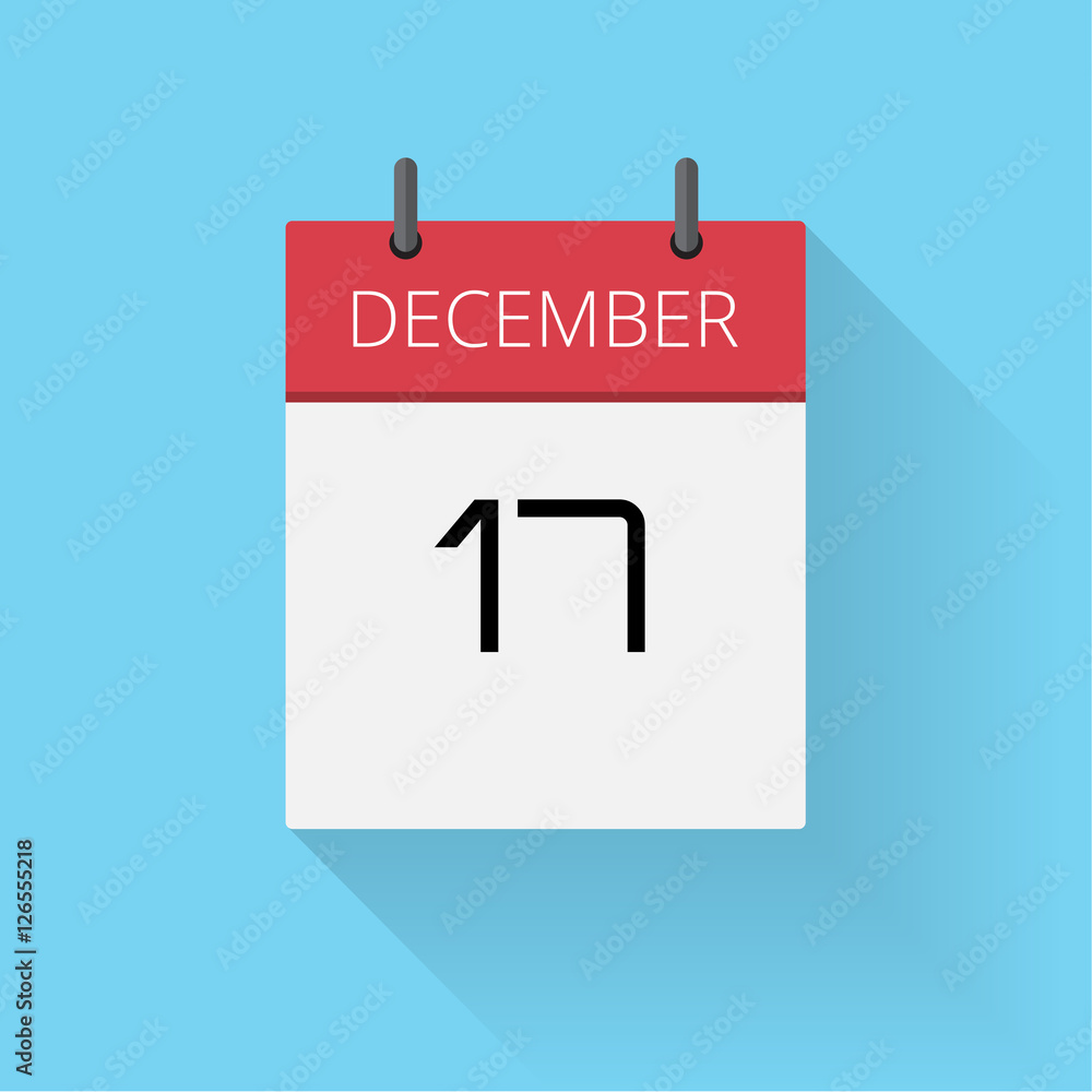 December 17, Daily calendar icon, Date and time, day, month, Holiday, Flat designed Vector Illustration December 17, Daily calendar icon, Date and time, day, month, Holiday, Flat designed Vector Illustration