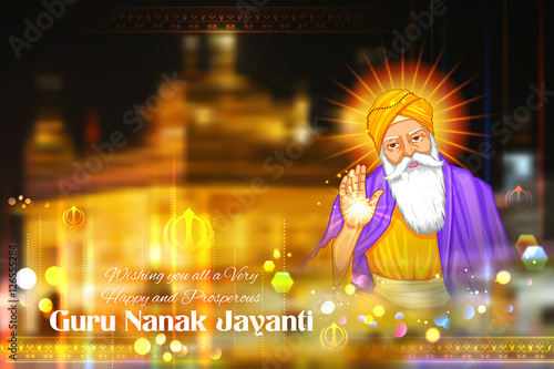 Happy Guru Nanak Jayanti festival of Sikh celebration background