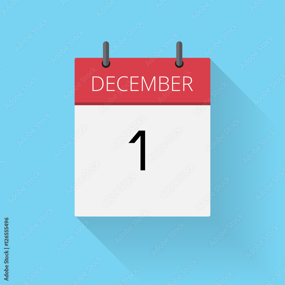 December 1, Daily calendar icon, Date and time, day, month, Holiday, Flat designed Vector Illustration December 1, Daily calendar icon, Date and time, day, month, Holiday, Flat designed Vector Illustration