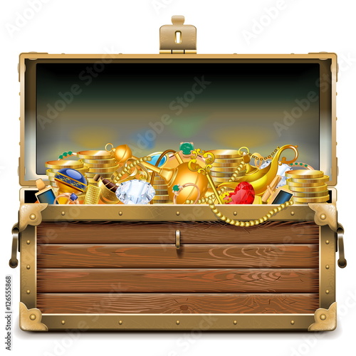 Vector Wooden Chest with Gold