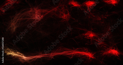 Abstract Red Lines Curves Particles Swirls On Dark Background