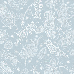 Deken met foto Kerstmis motieven patronen Seamless pattern with branches. Christmas and New Year background.  © elinka_art