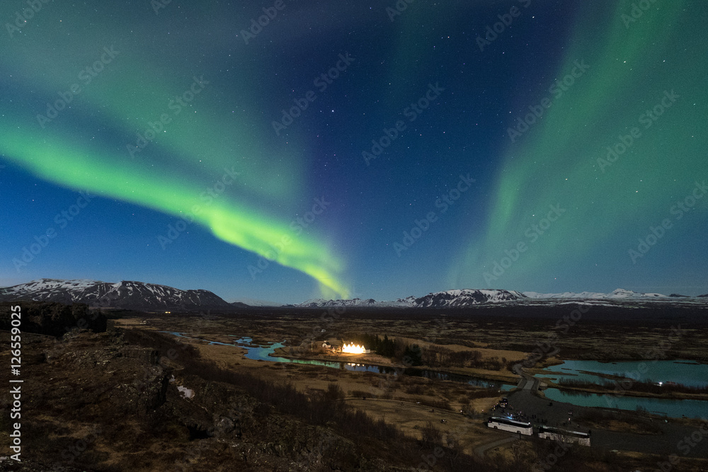Aurora at  Thingvellir national park - Iceland