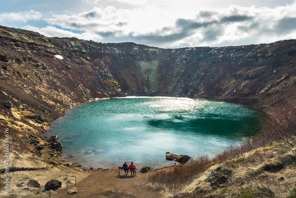 Fototapeta premium Kerid crater - Volcanic crater lake in Golden Circle, Iceland