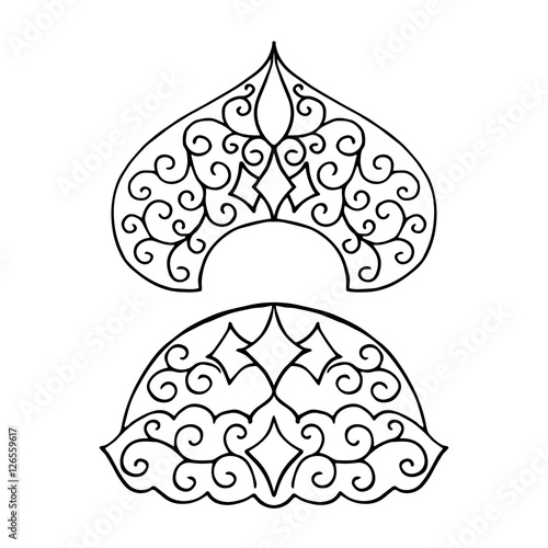 Isolated pattern with floral lace ornament for Christmas collection.
