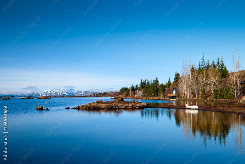 Naklejka premium Lake Thingvellir in the Thingvellir National Park in Iceland