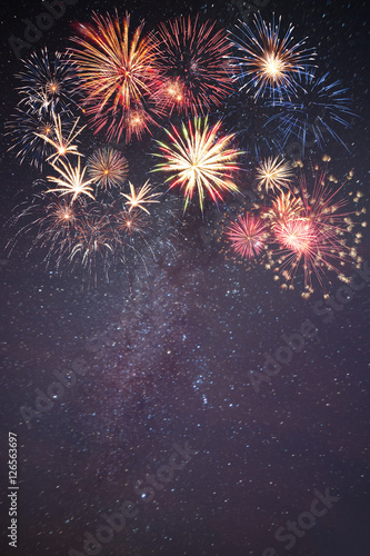 Holiday Fireworks in Night Sky