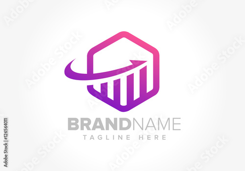 Hexagon Logo design with growth info graphics