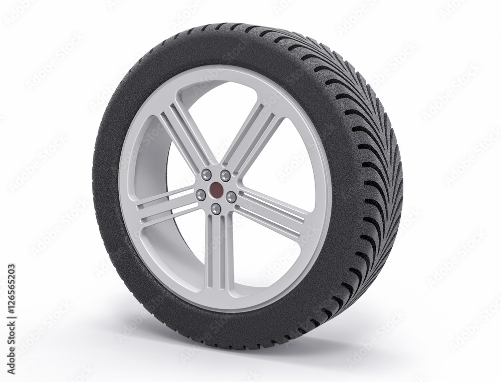 3D Isolated Car Wheel. Sport Tyre Race Mechanic.