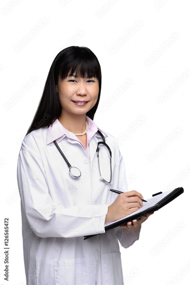 Doctor with medical chart, smiling at camera Doctor with medical chart, smiling at camera