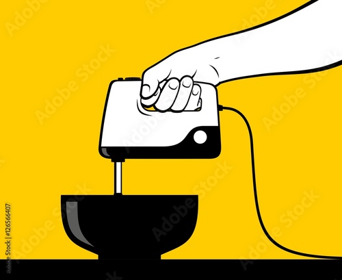 Hand using mixer