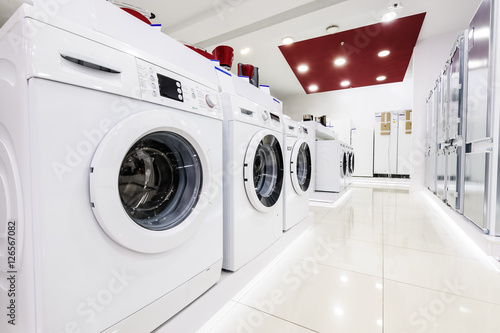 Home appliance in the store showroom photo