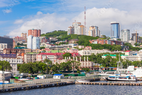 Schilderij op canvas Vladivostok aerial panoramic view