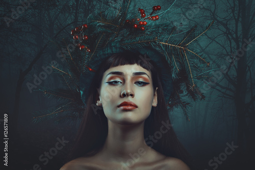Photography Dark forest winter portrait