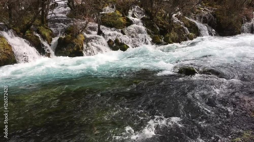 Pearl Shoal Waterfall at Jiuzhaigou National Park  where is the UNESCO World Heritage in Sichuan , China in  Autumn in November located in  in  Tibetan-Qiang of Sichuan ,China