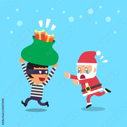 Cartoon a santa claus and thief