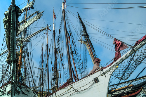 Historic tall ships docked in the harbor at Dana Point California