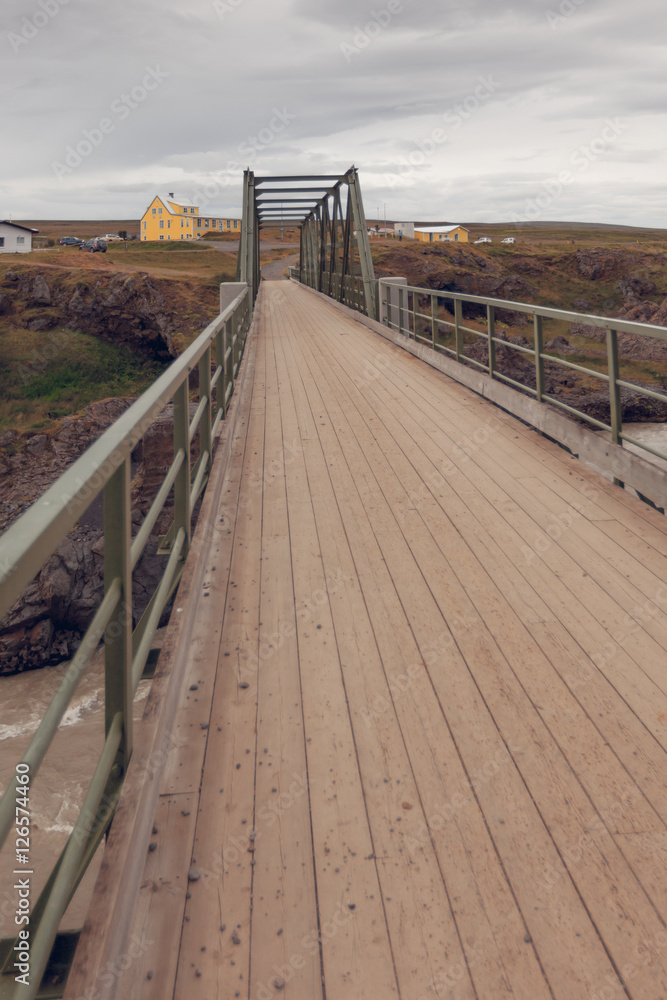 Fototapeta premium Bridge on The Skjalfandafljot river in Iceland