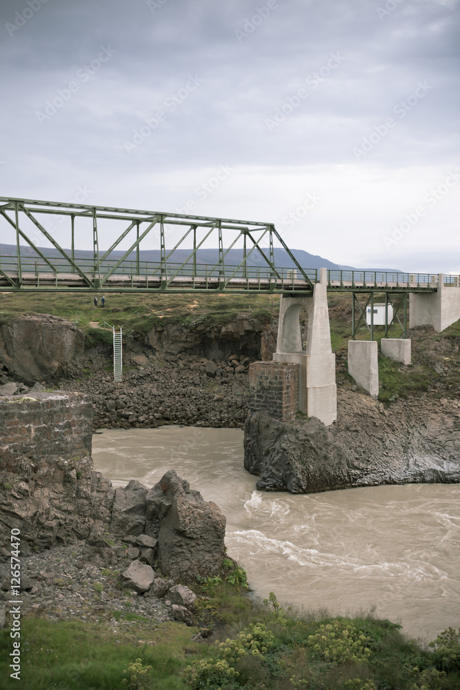 Bridge on The Skjalfandafljot river in Iceland