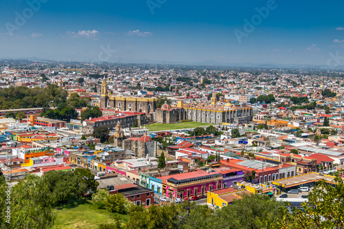 Fototapeta Naklejka Na Ścianę i Meble -  High view of Cholula City - Cholula, Puebla, Mexico