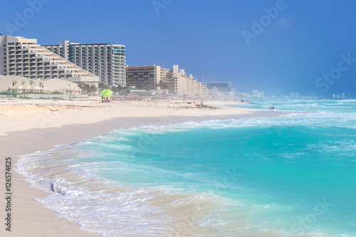 Beautiful beach on the Caribbean coast. Zona Hoteliera, Cancun, Mexico photo