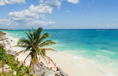 Beautiful beach on the Caribbean coast. Tulum, Mexico photo