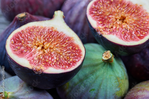 Fresh fig fruits on a wooden table