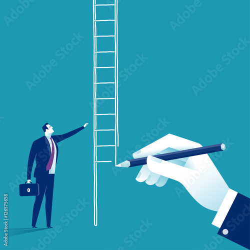 Way Up. Hand draw ladder. Concept business vector  illustration.