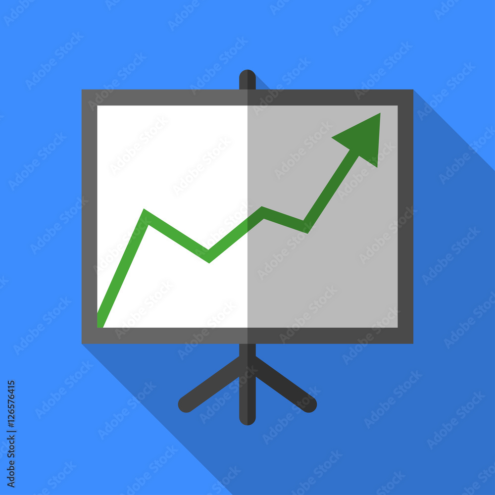 Colorful chart board icon in modern flat style with long shadow. Vector Colorful chart board icon in modern flat style with long shadow. Vector