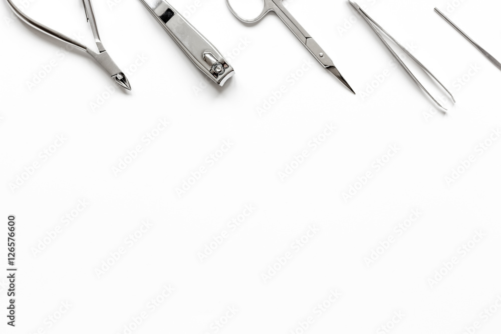 nail care - manicure set on white background top view nail care - manicure set on white background top view