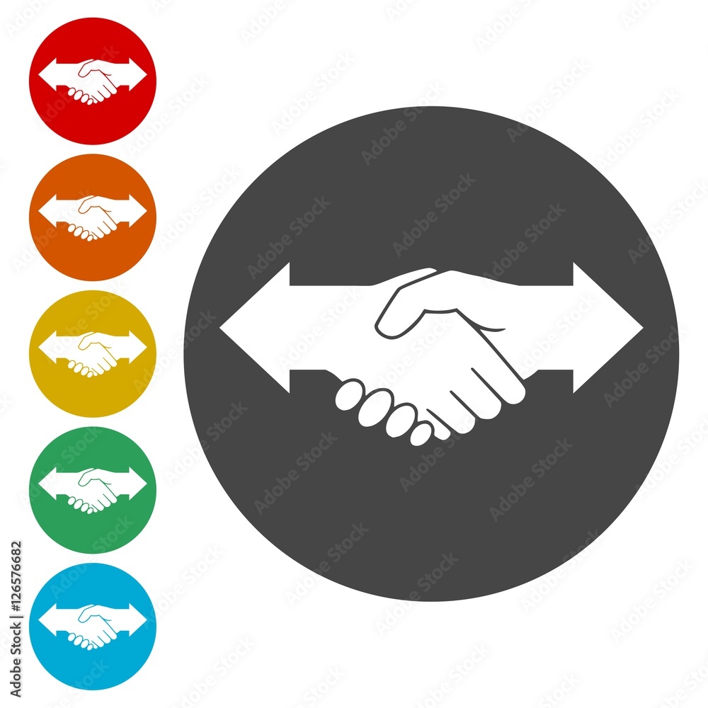 Partnership (Hand shake arrows) icons set Partnership (Hand shake arrows) icons set