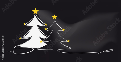 weihnachtsbäume in schwarz/weiss mit sternen