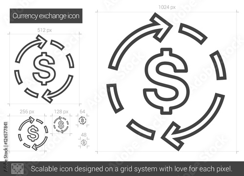 Currency exchange line icon.