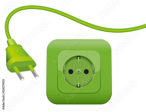 Green plug and socket - clean eco power - green energy- SCHUKO connector system