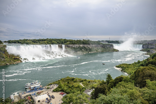 panoramic view of American and Canadian Niagara Falls, Ontario, Canada photo