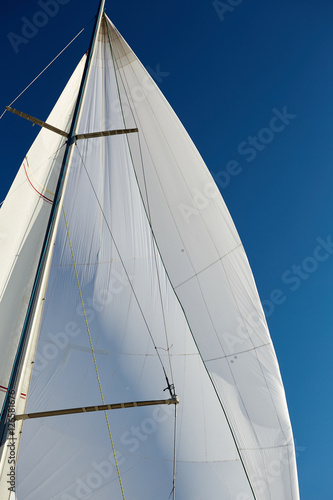 Flying the symmetric spinnaker on the yach in strong wind