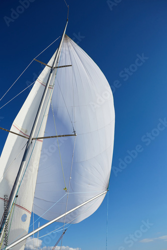 Flying the symmetric spinnaker on the yach in strong wind