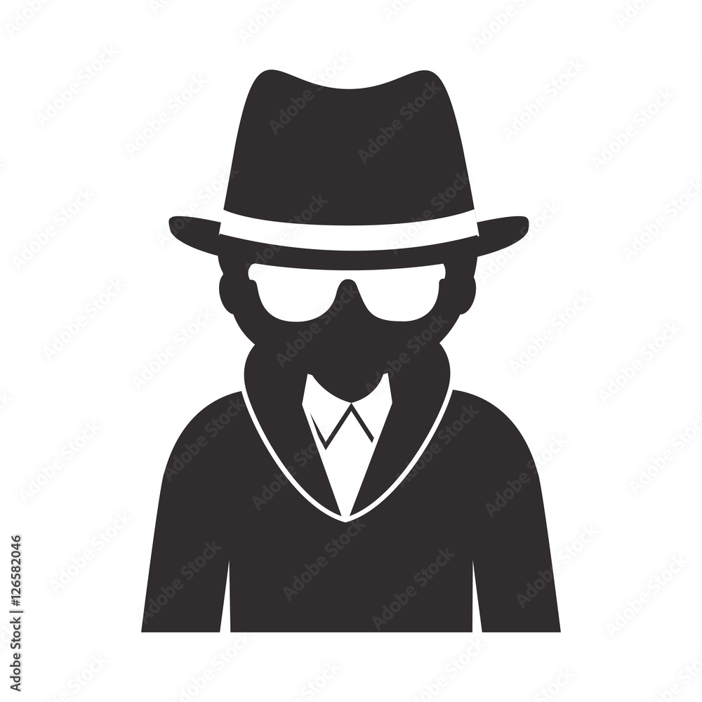 avatar man hacker icon over white background. cyber security design. vector illustration